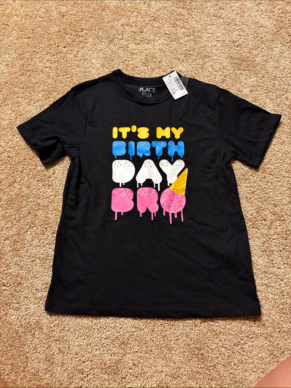 The Children's Place Black "It's My Birthday" Drippy Ice Cream Graphic Tee